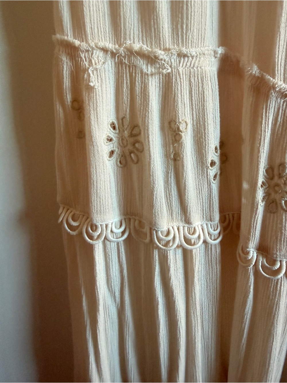 Free People Ivory Collared Button Front Maxi Duster Dress L Peach - Picture 7 of 13